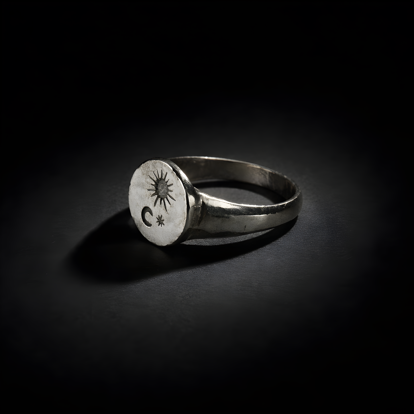 Sun and Moon Signet - sterling silver jewelry