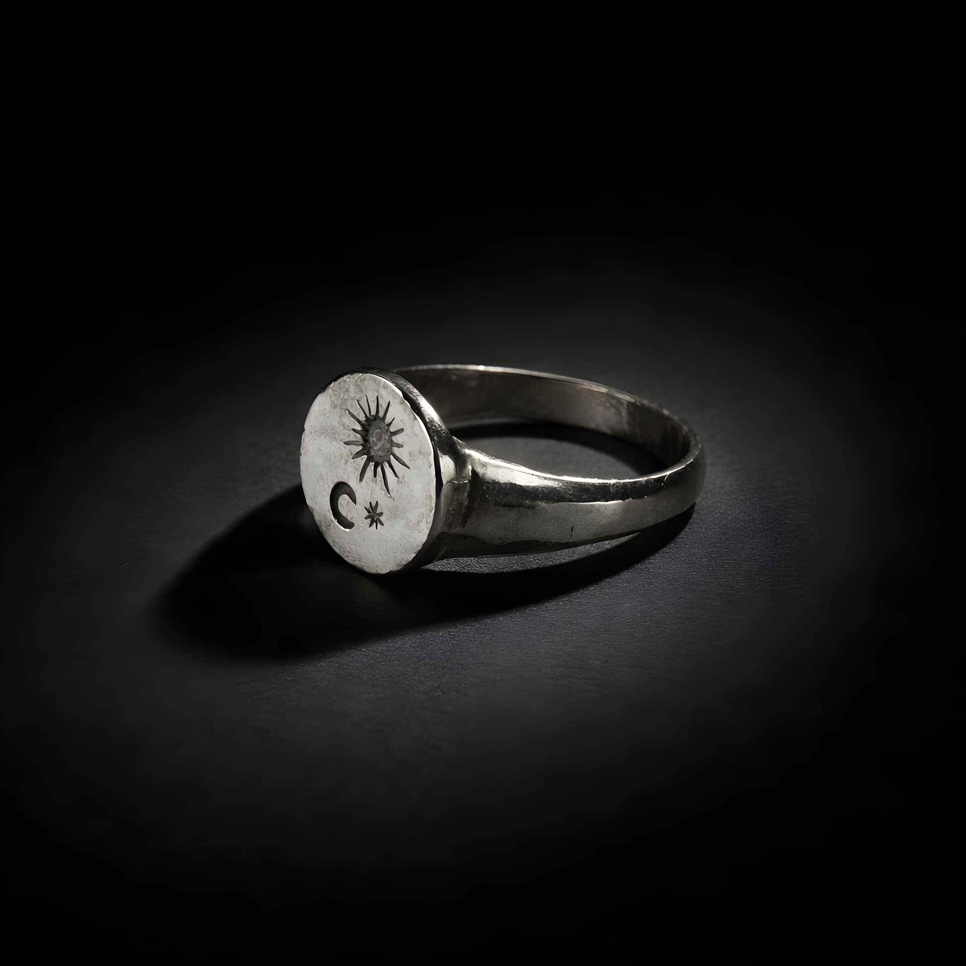 Sun and Moon Signet - sterling silver jewelry