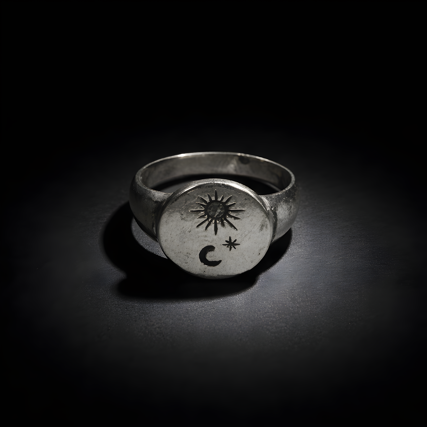 Sun and Moon Signet - sterling silver jewelry