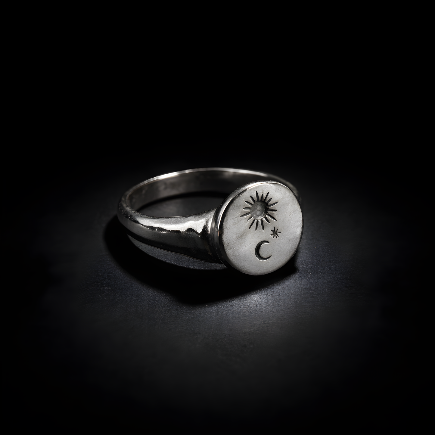 Sun and Moon Signet - sterling silver jewelry