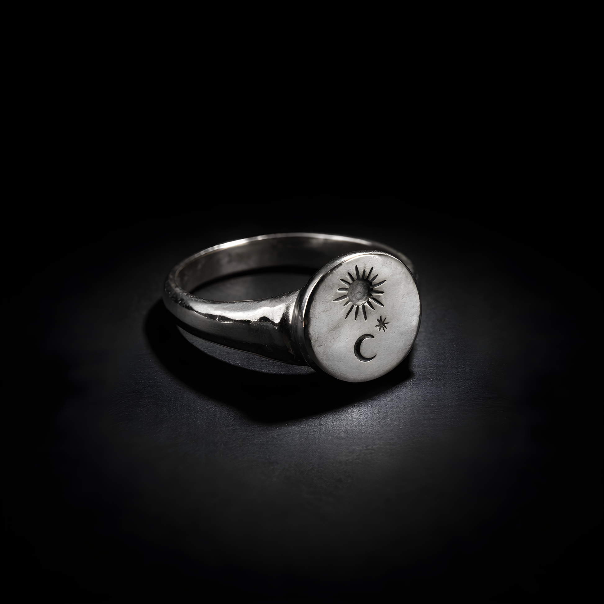 Sun and Moon Signet - sterling silver jewelry