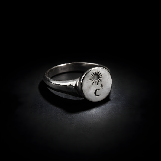 Sun and Moon Signet - sterling silver jewelry