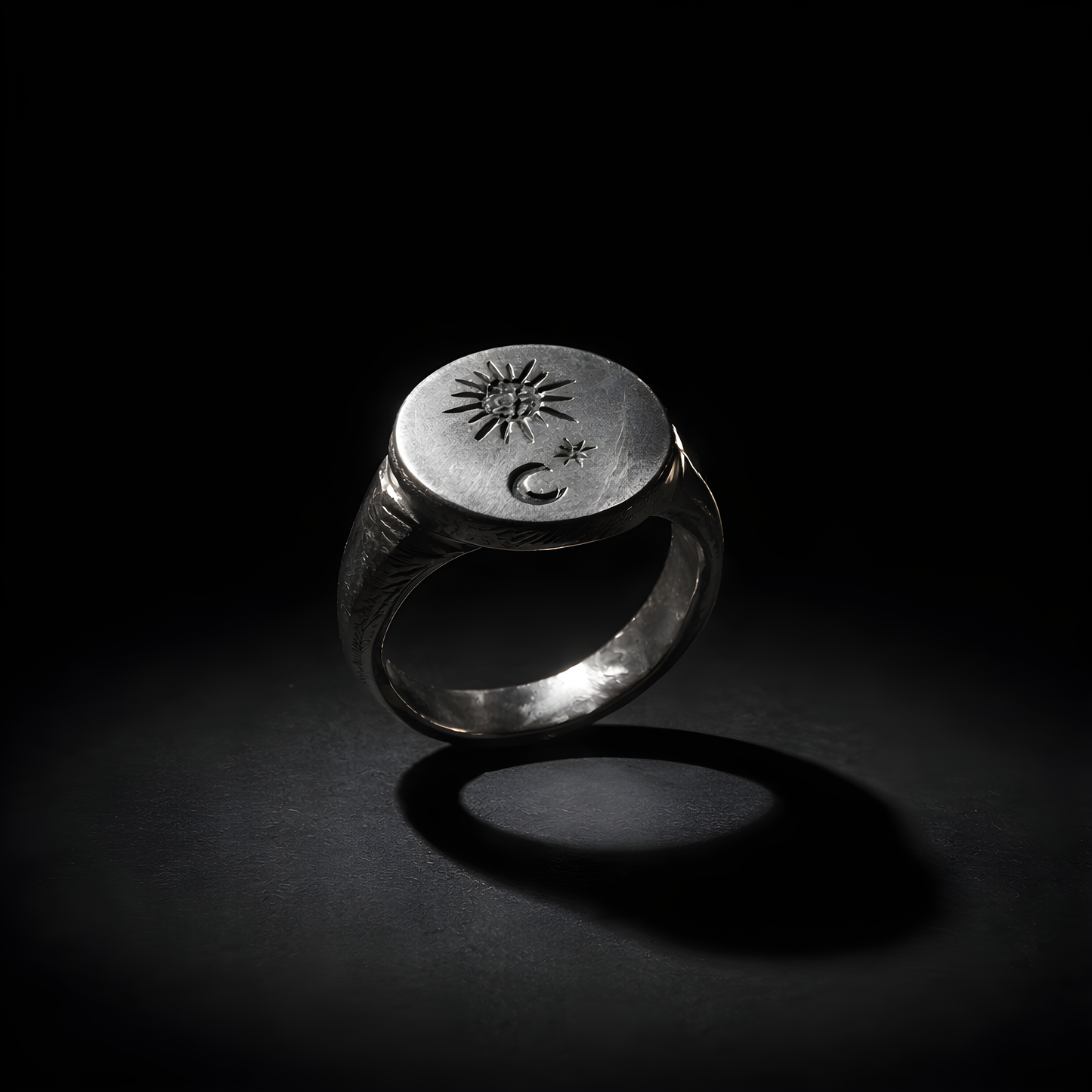 Sun and Moon Signet - sterling silver jewelry