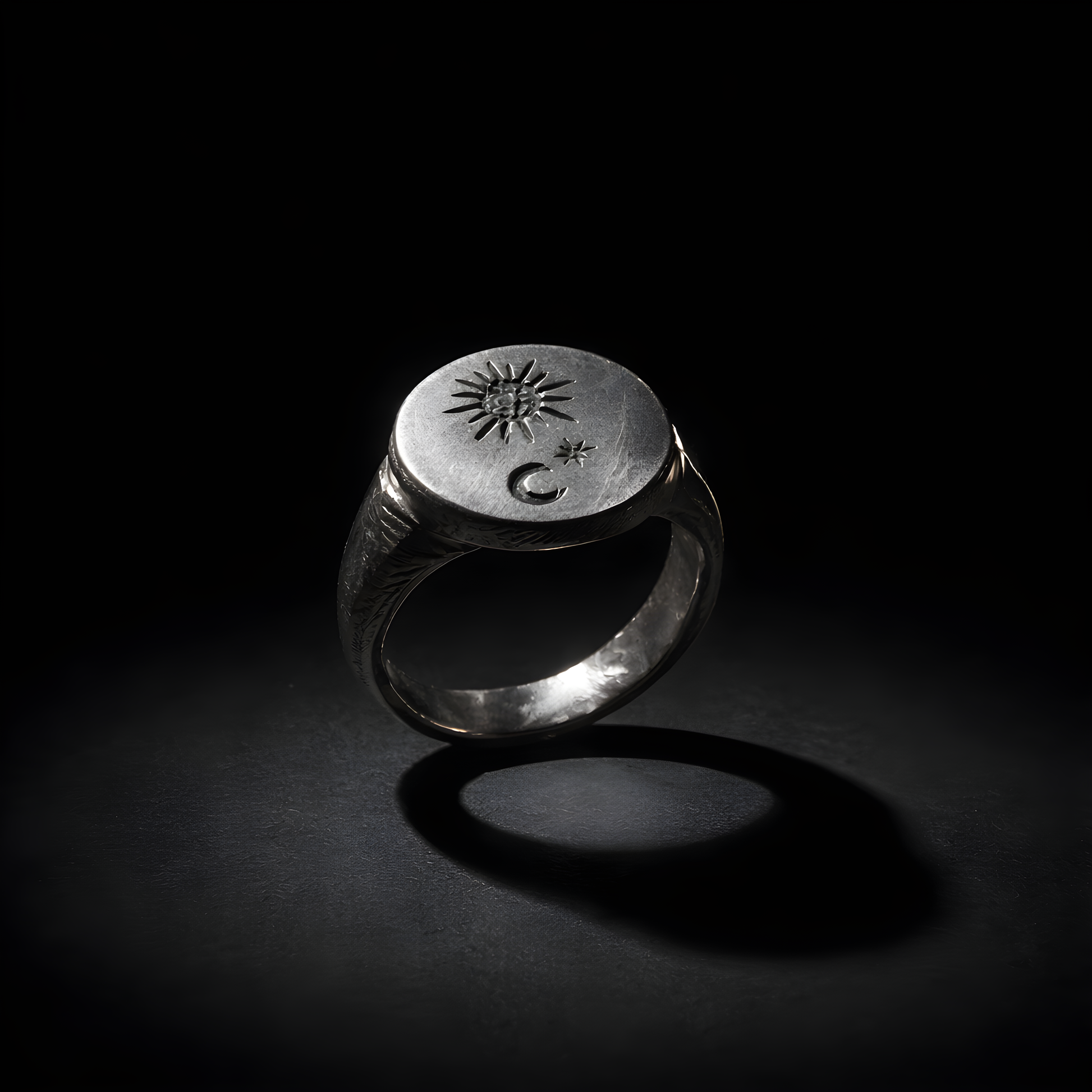 Sun and Moon Signet - sterling silver jewelry