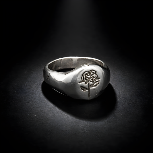 Wild Rose Signet - sterling silver jewelry